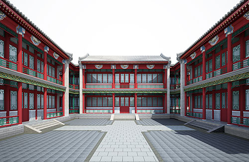 焦作北京四合院设计古建筑鸟瞰图展示